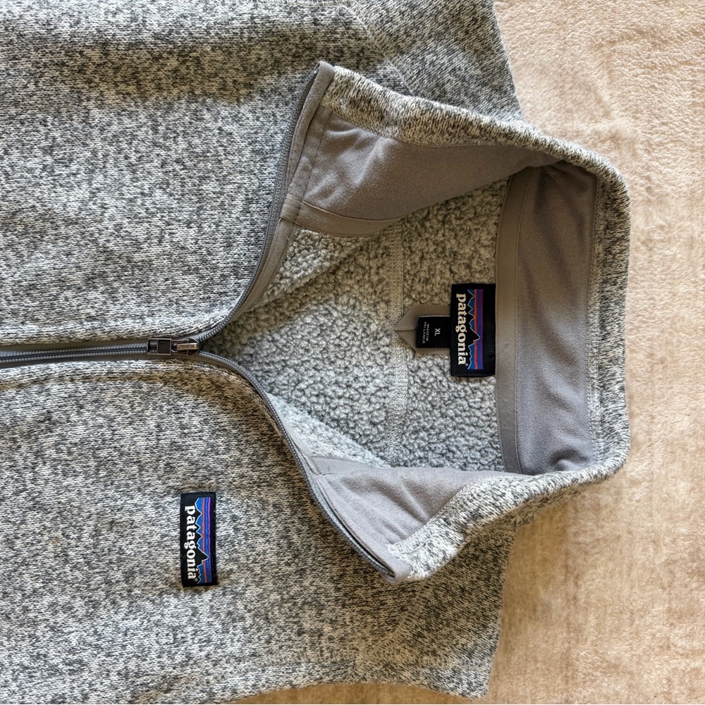 Patagonia Heather Gray Sherpa Full-Zip Vest